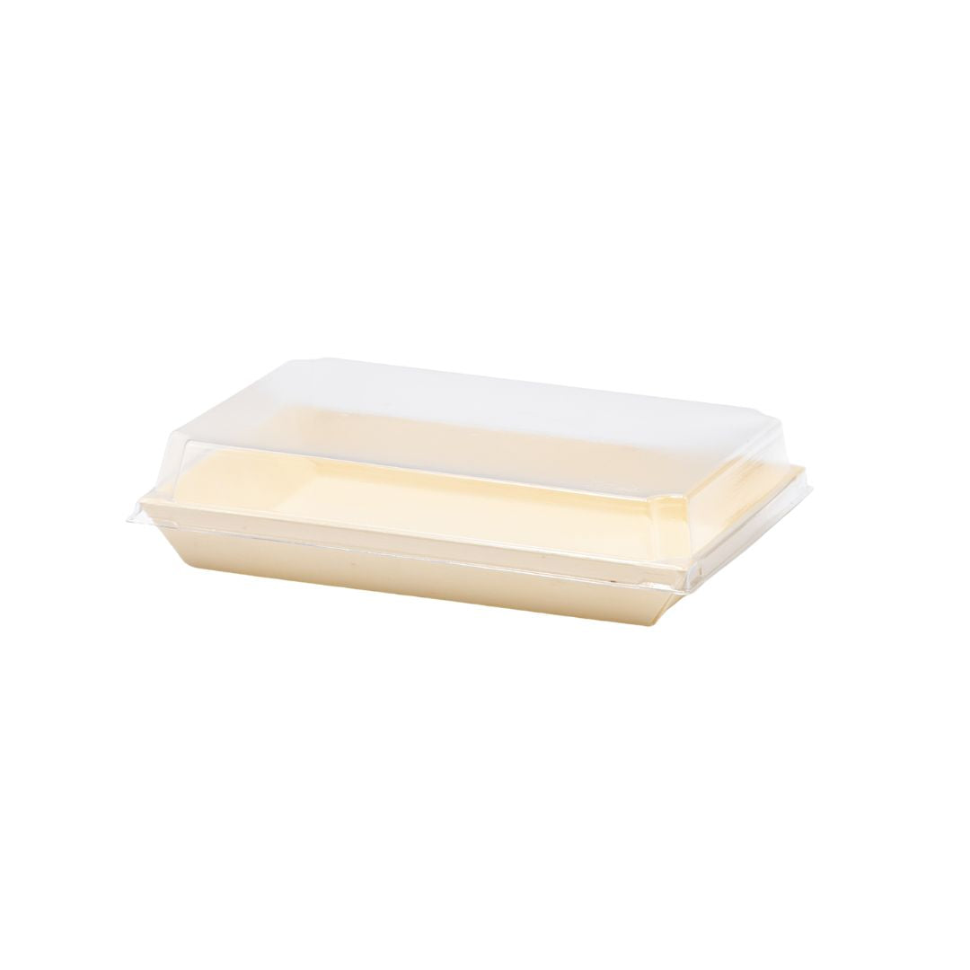 7" X 5" Covered Tray Set | Compostable Balsa Tray with RPET Lid |