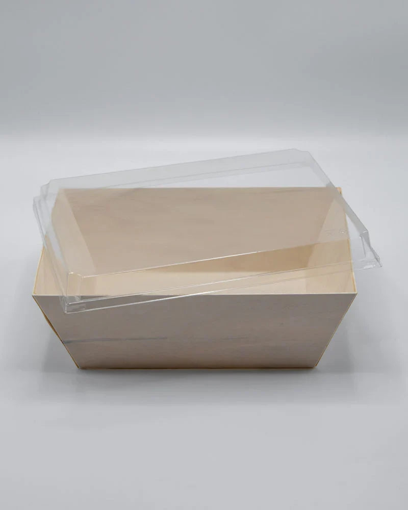 Food box with a clear lid on a light gray background