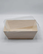 Food box with a clear lid on a light gray background