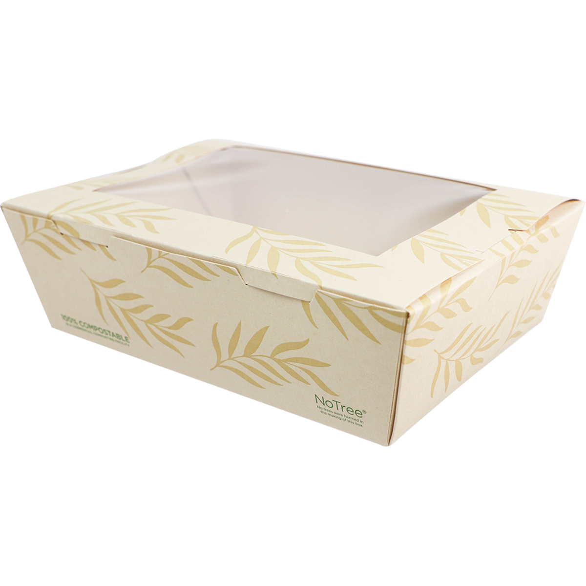 65 oz NoTree® Paper #3 Take-Out Container with PLA Window | Compostable