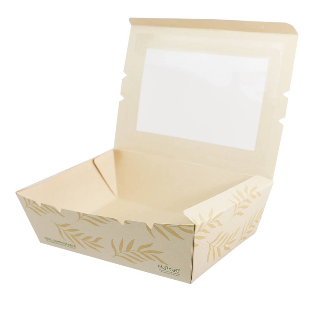 65 oz NoTree® Paper #3 Take-Out Container with PLA Window | Compostable