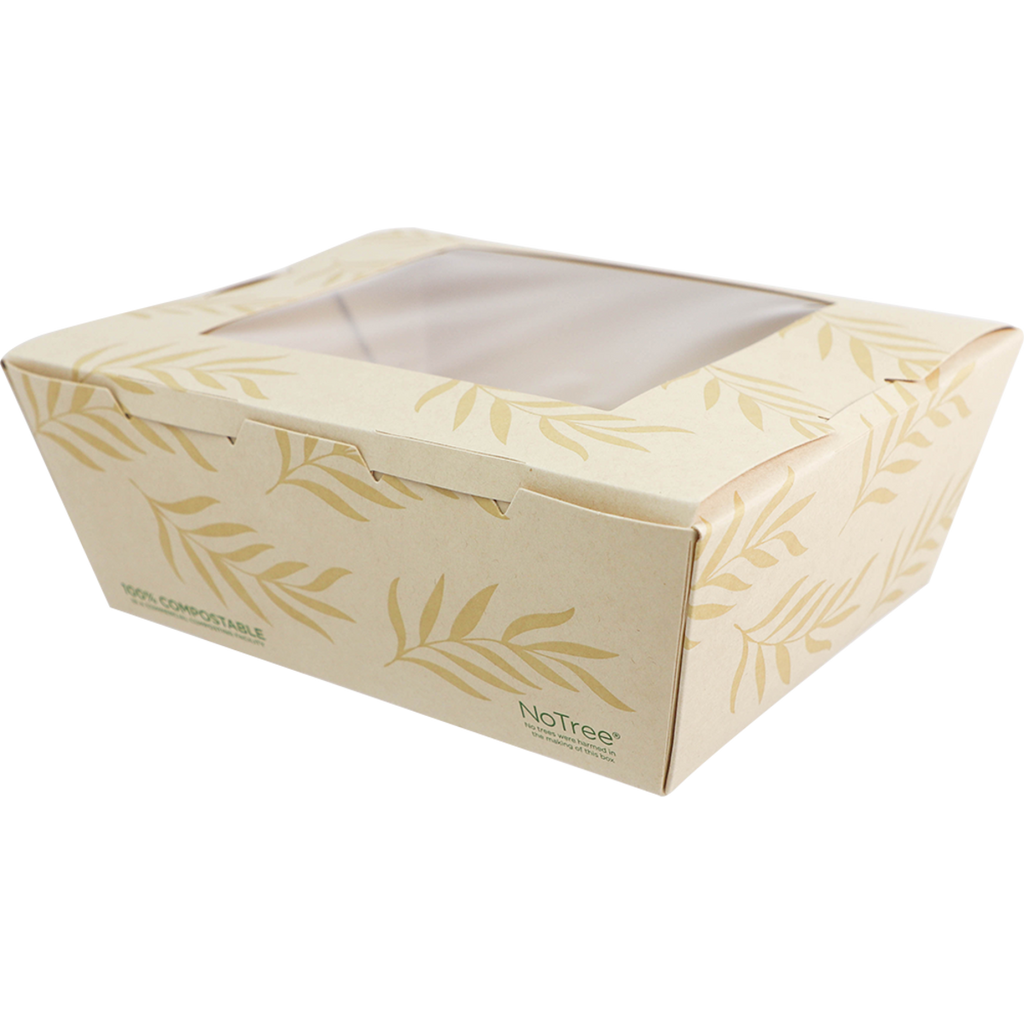 46 oz NoTree® Paper #8 Take-Out Container with PLA Window | Compostable