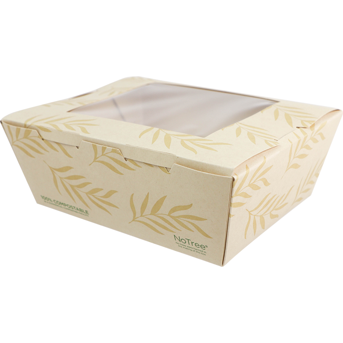 46 oz NoTree® Paper #8 Take-Out Container with PLA Window | Compostable