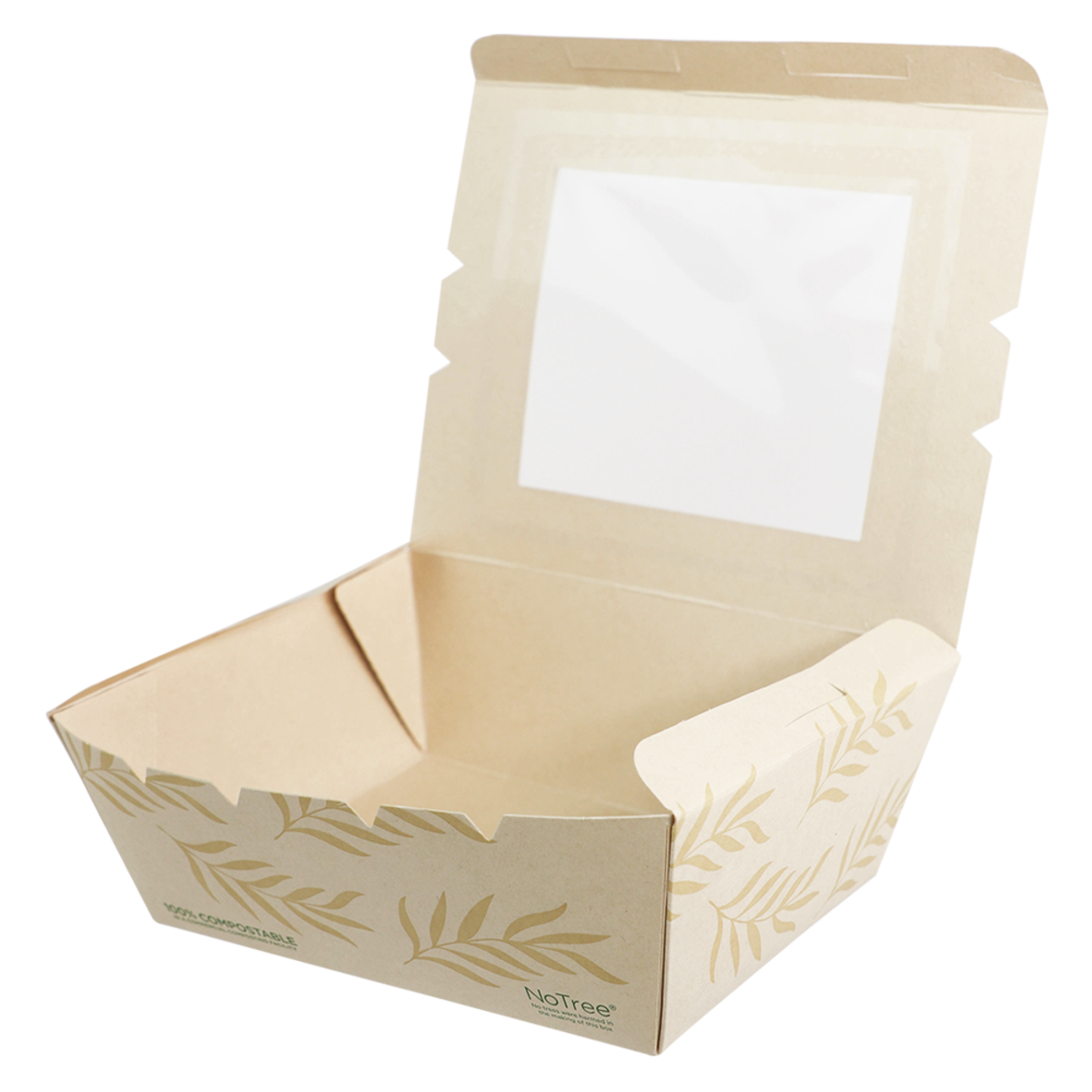 46 oz NoTree® Paper #8 Take-Out Container with PLA Window | Compostable