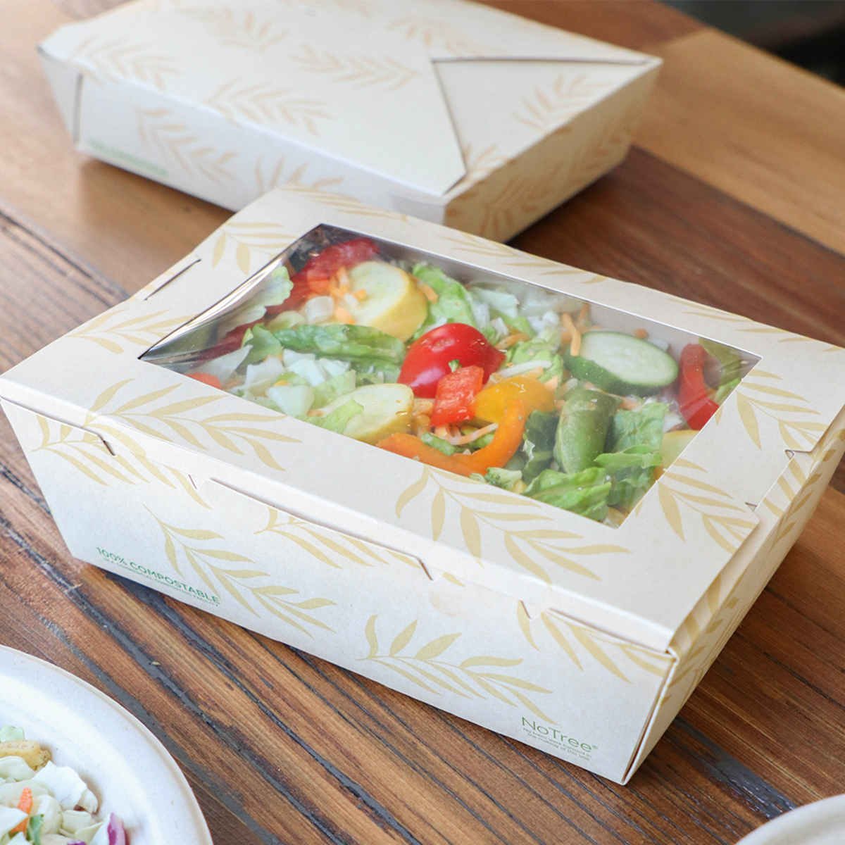 46 oz NoTree® Paper #8 Take-Out Container with PLA Window | Compostable