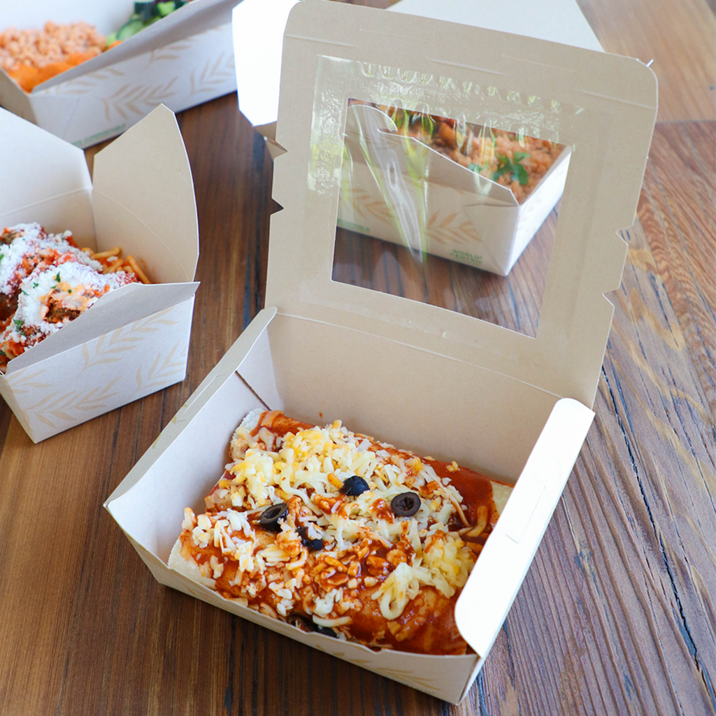 46 oz NoTree® Paper #8 Take-Out Container with PLA Window | Compostable