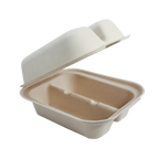 Compostable taco container with a lid on a white background
