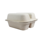 Closed Hinged taco container on a plain background.