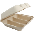 Compostable taco container with a lid on a white background