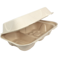 9" x 6" x 3" Clamshell Two Compartment | Natural Plant Fiber