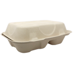 9" x 6" x 3" Clamshell Two Compartment | Natural Plant Fiber