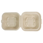 Compostable takeout container on a white background