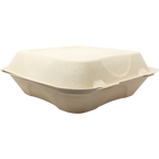 Disposable food clamshell on a white background