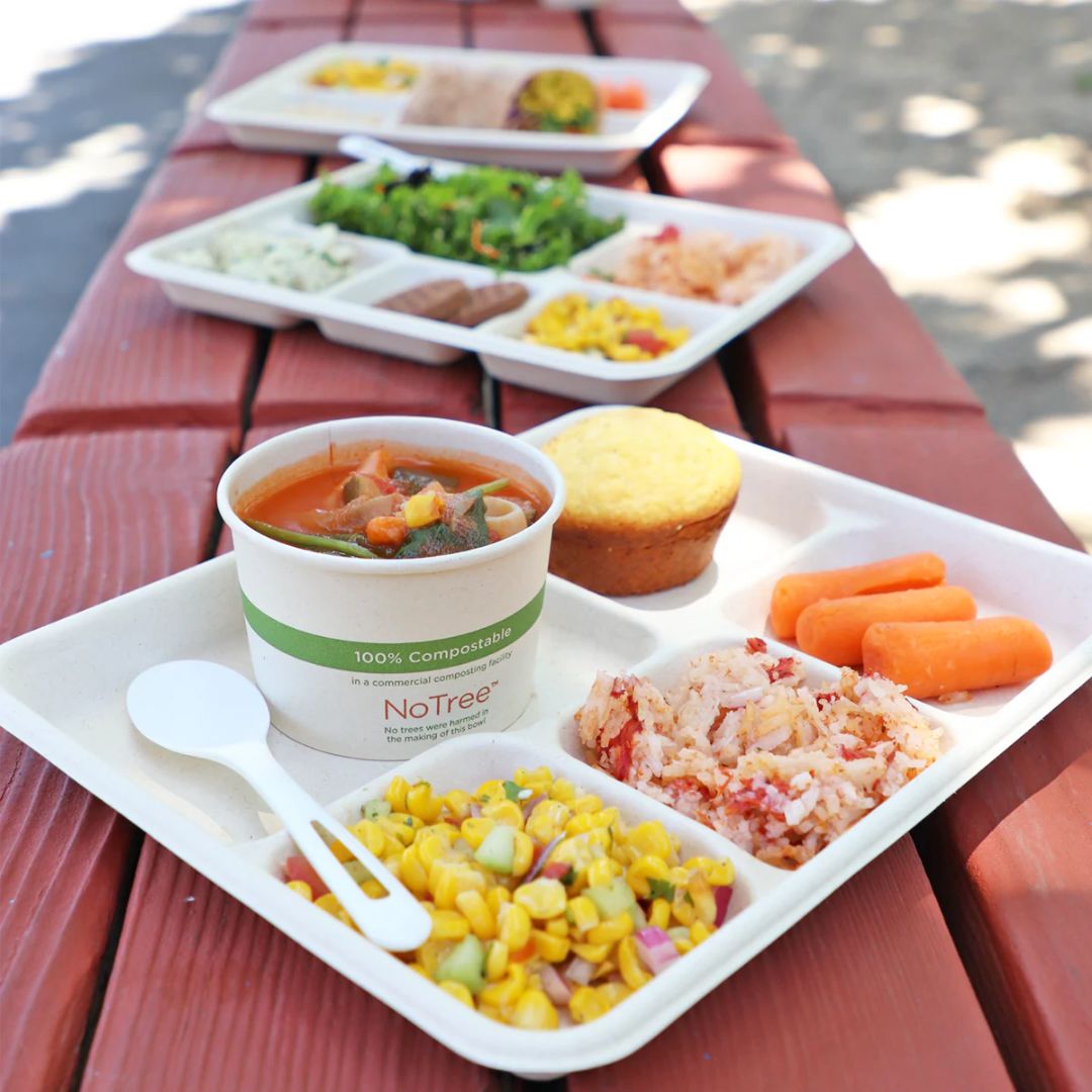 20 oz Fiber 5 Compartment Trays | Compostable School Lunch Tray