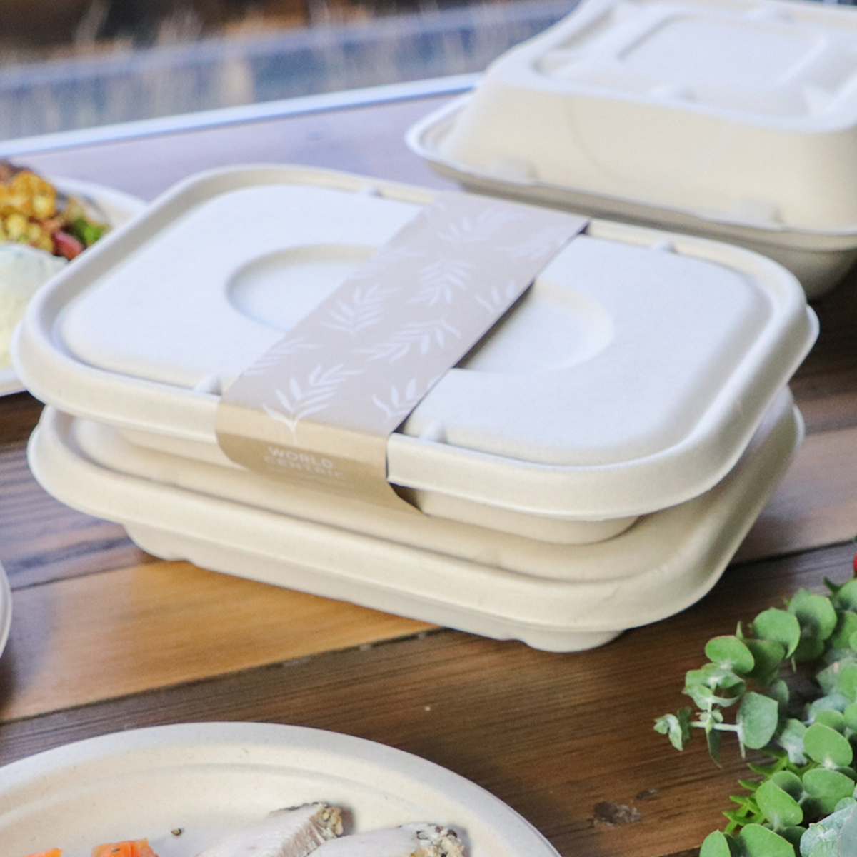 36 oz Fiber To Go Container | 10" x 7.5" x 1.5" | PLA Lined | Compostable