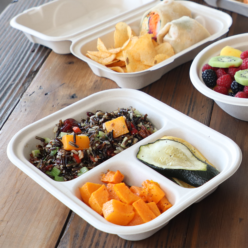 29 oz Fiber Container | Unlined | 3-Compartment