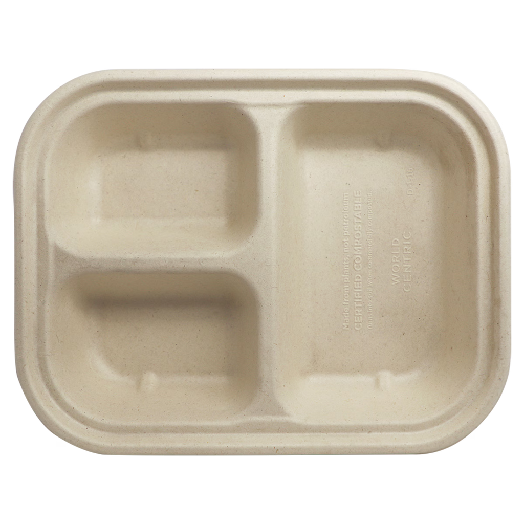 29 oz Fiber Container | PLA Lined | 3-Compartment