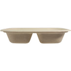 Beige disposable food container on a white background
