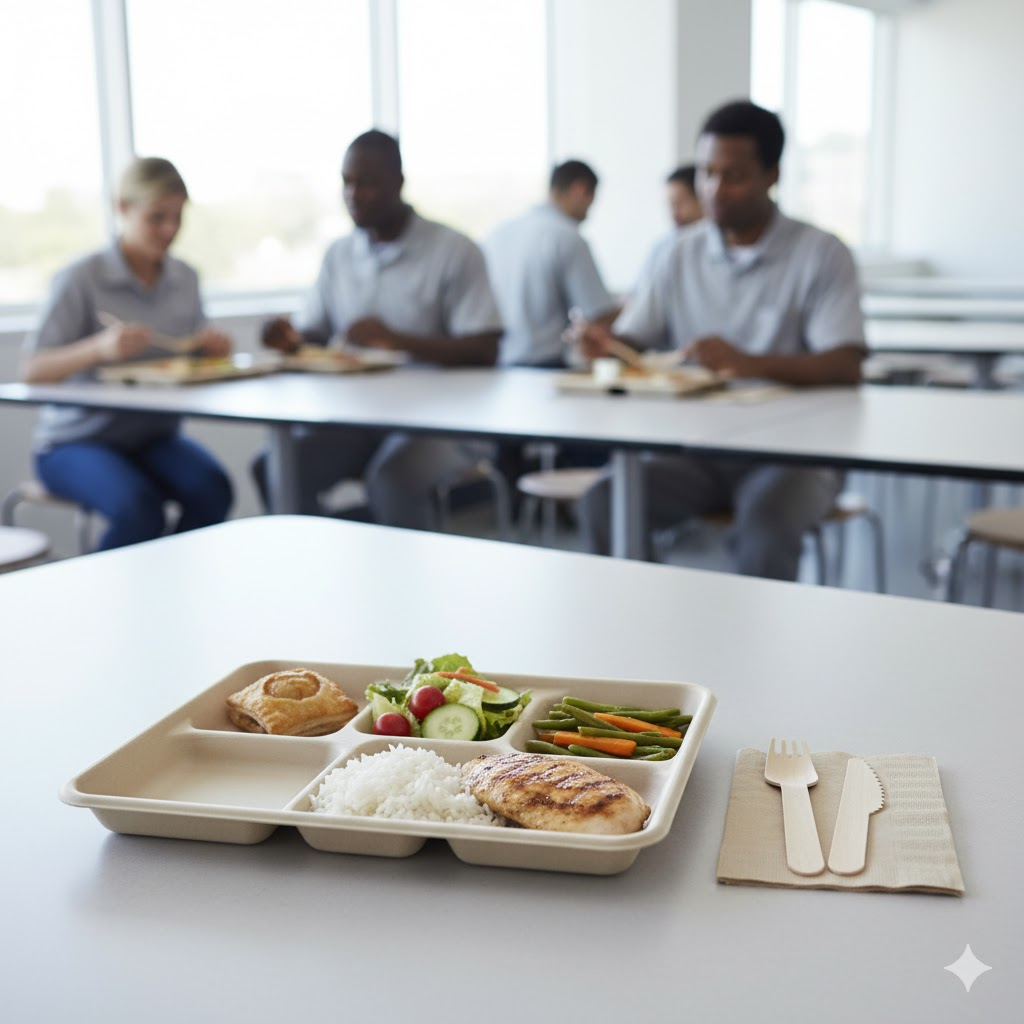 20 oz Fiber 5 Compartment Trays | Compostable School Lunch Tray
