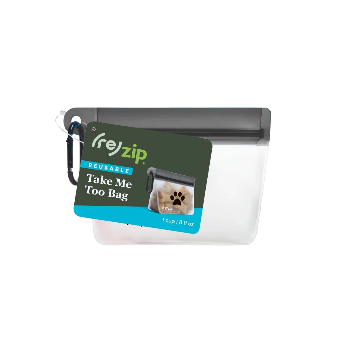 Rezip reusable pet waste bag dispenser on a white background