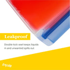 Red container with blue lid on a white background, featuring the brand 'Rezip'.