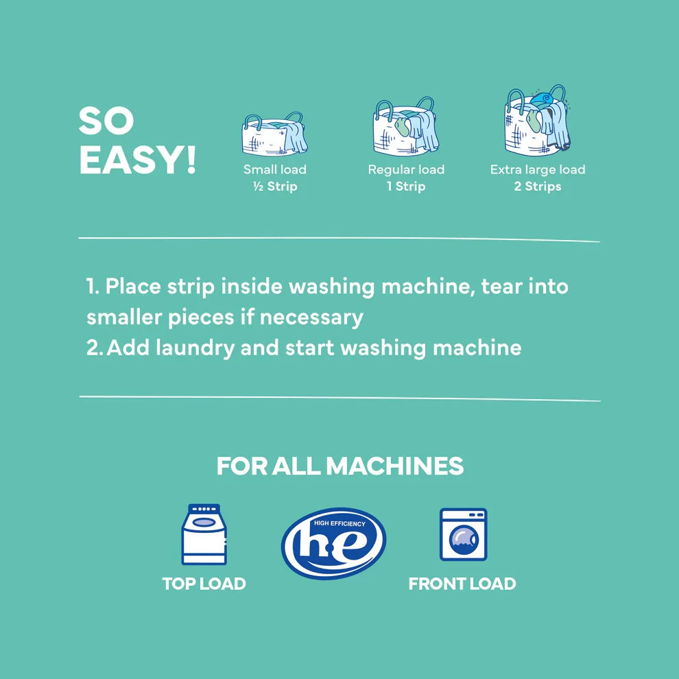 Tru Earth Eco Laundry Detergent Strips | Fragrance-Free | 32-Load Pack