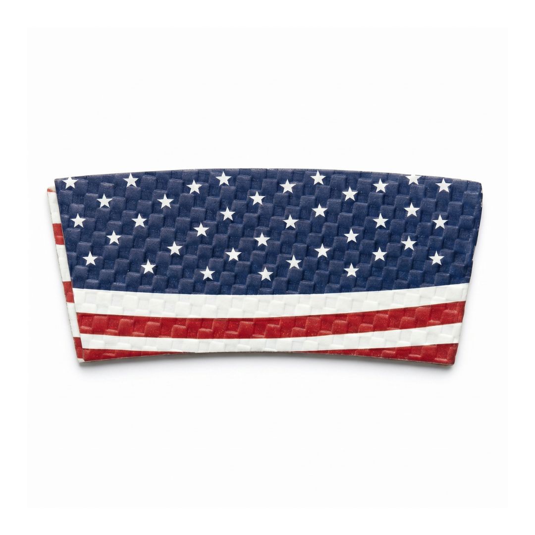 American Flag hot cup sleeve on a plain white background.