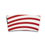 American flag hot cup sleeve on a plain white background.