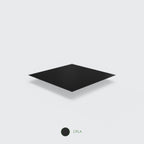 A picture of the compostable black CPLA material with a label and white background.