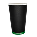 Black compostable paper cup on a white background