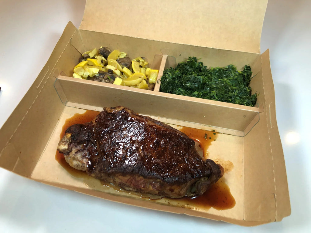 11" x 9" 3 Compartment Bento Box w/ Attached Lid | Paper Board