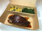 11" x 9" 3 Compartment Bento Box w/ Attached Lid | Paper Board