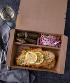 11" x 9" 3 Compartment Bento Box w/ Attached Lid | Paper Board