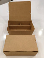 7" x 9" 3-Compartment Bento Box w/ Attached Lid | Paper Board