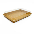 10.7" X 7.17" Covered Tray Set | Compostable Paper Tray with PET Lid