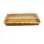 10.7" X 7.17" Covered Tray Set | Compostable Paper Tray with PET Lid