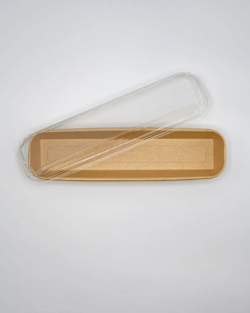 Food tray with clear lid on a white background