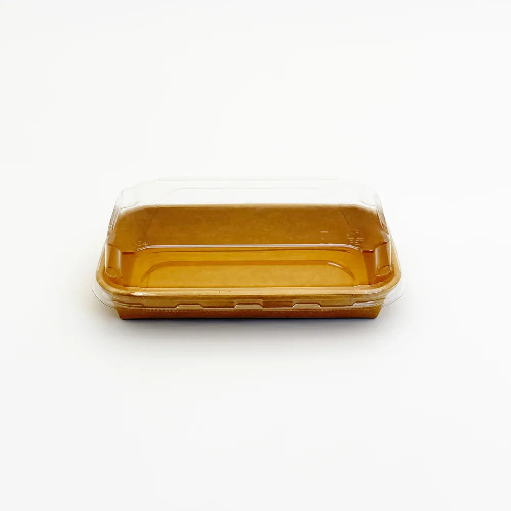 Kraft tray with lid on a white background