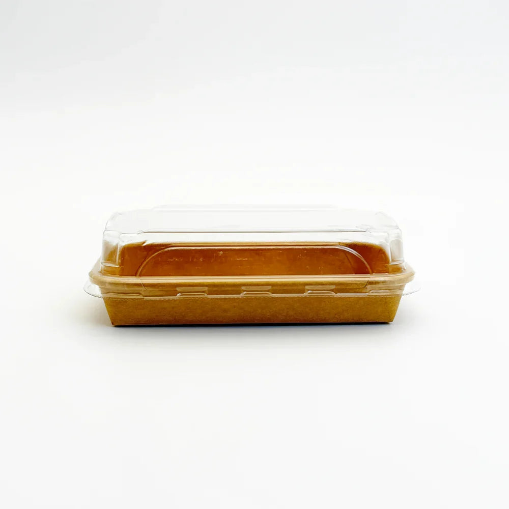 Paper tray with clear lid on a white background