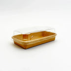 Paper food container with a clear lid on a white background
