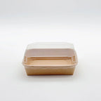 Compostable food tray with lid on a white background
