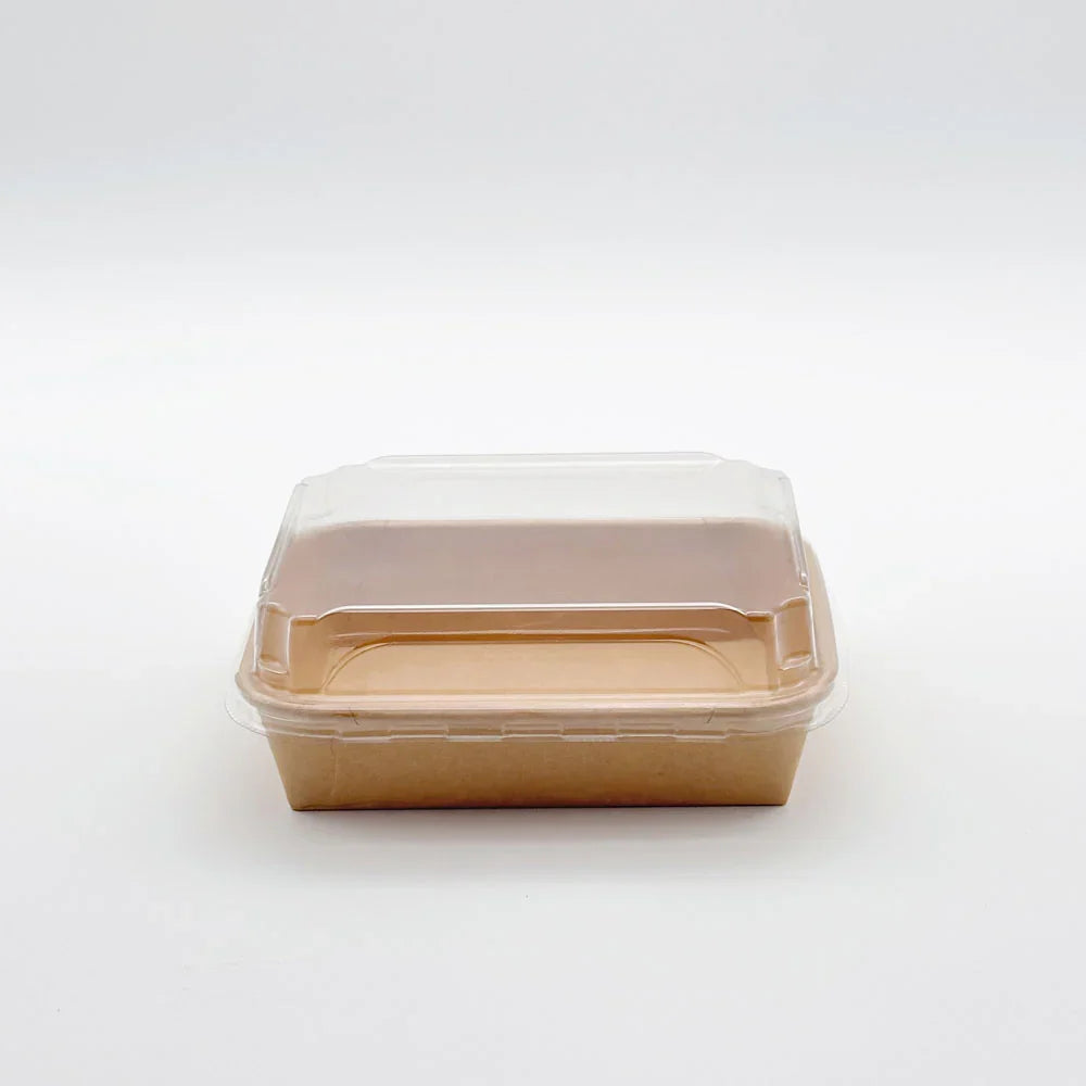 Compostable food tray with lid on a white background