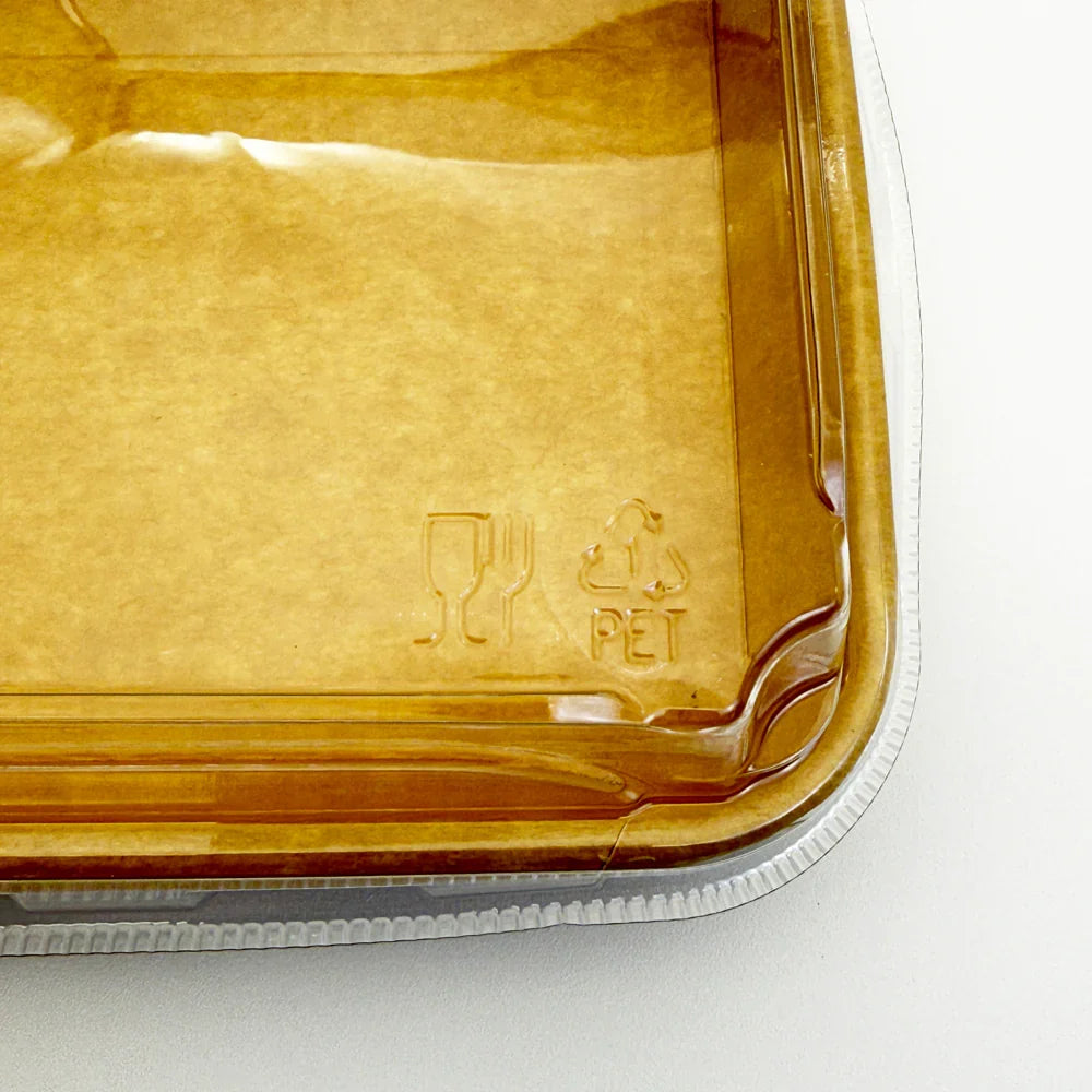 7.3" X 5.1" Covered Tray Set | Compostable Paper Tray with PET Lid