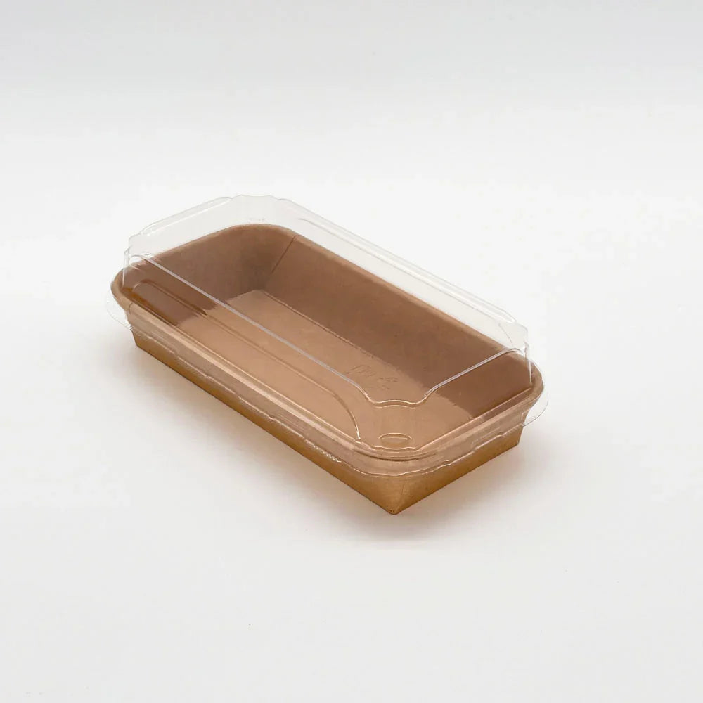 Brown tray with lid on a white background