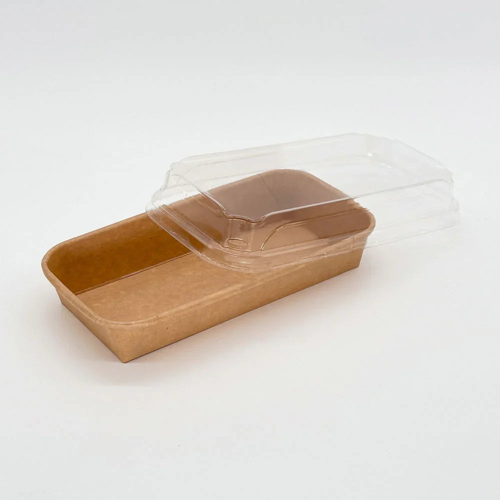 Paper food container with lid on a white background
