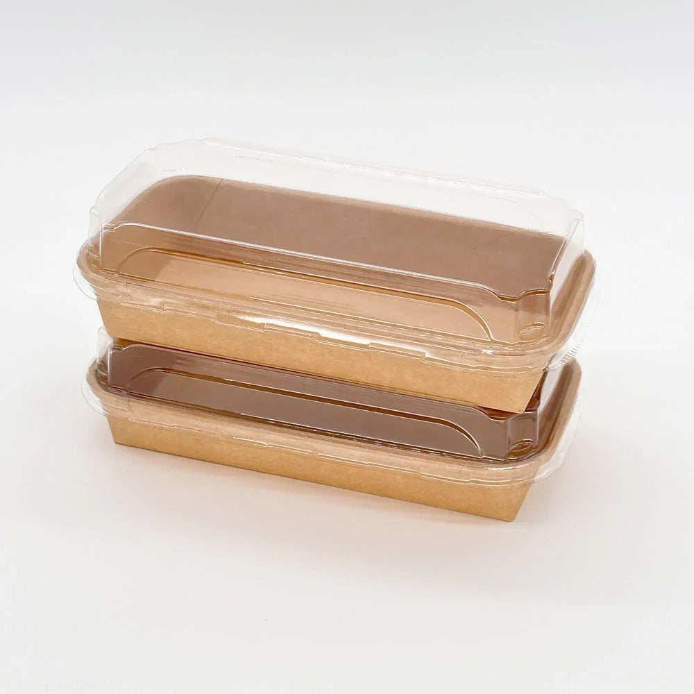 Two food containers with clear lids on a white background