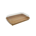 9.5" X 5.9" Covered Tray Set | Compostable Paper Tray with PET Lid