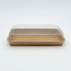 9.5" X 5.9" Covered Tray Set | Compostable Paper Tray with PET Lid