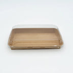 9.5" X 5.9" Covered Tray Set | Compostable Paper Tray with PET Lid