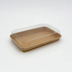 9.5" X 5.9" Covered Tray Set | Compostable Paper Tray with PET Lid